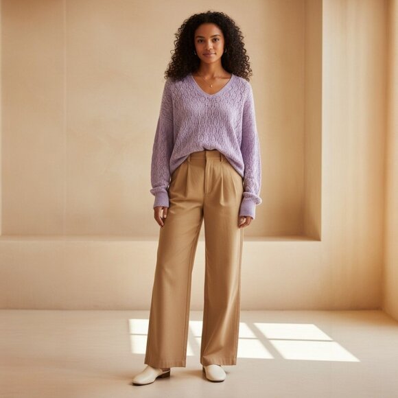 Free People Sweaters - Free People Lilac Alpaca Blend Open Knit Sweater Boho Slouchy Pullover XS NWT